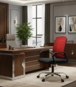 ⁦كرسي مكتب شبكي أحمر (بلاستيك ومعدن)⁩ - الصورة ⁦2⁩