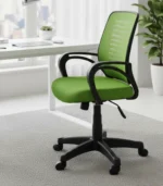 ⁦كرسي مكتب شبكي أخضر (بلاستيك ومعدن) – سهولة وراحة⁩ - الصورة ⁦2⁩