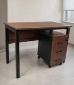 Office Desk with Drawer Unit – Metal & MDF Wood