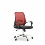 Plastic & Metal Mesh Office Chair – Red