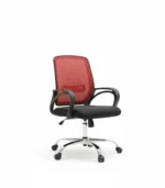 كرسي مكتب شبكي أحمر (بلاستيك ومعدن)