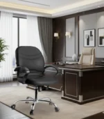 ErgoComfort Black Office Chair – Leather & Metal Base - Image 2