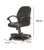 Leather & Metal Office Chair – Black Ergonomic Design - Image 3