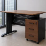 Office Desk with Drawer Unit – Metal & MDF Wood