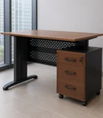Office Desk with Drawer Unit – Metal & MDF Wood