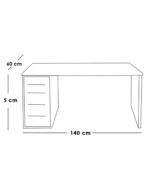 ⁦ProSpace MDF Office Desk – 3 Drawers, 140 cm⁩ - الصورة ⁦4⁩