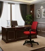 Plastic & Metal Mesh Office Chair – Red Comfort - Image 2