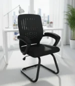Plastic and Metal Office Chair – Black Mesh Comfort Series - Image 2