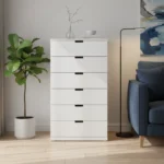 Modern Tall White 6-Drawer Unit – MDF Wood