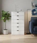 Modern Tall White 6-Drawer Unit – MDF Wood