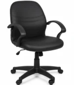 Leather & Metal Office Chair – Black Ergonomic Design