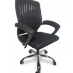 Plastic and Metal Office Chair – Black Mesh Ergonomic Design