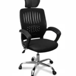 Leather and Metal Office Chair – Black Classic Comfort