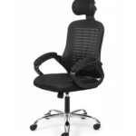 Plastic and Metal Office Chair – Black Mesh with Silver Legs