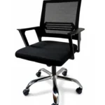 Metal and Mesh Office Chair – Black with Nickel Chrome Legs