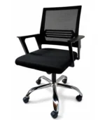 Metal and Mesh Office Chair – Black with Nickel Chrome Legs