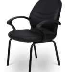 كرسي مكتب (جلد ومعدن) أسود – راحة بتصميم مدمج
