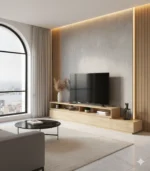 Modern 5-Door Flip TV Unit – MDF Wood with HPL Finish - Image 3