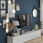 Modern White TV Unit – 4 Flip Doors, MDF & Melamine